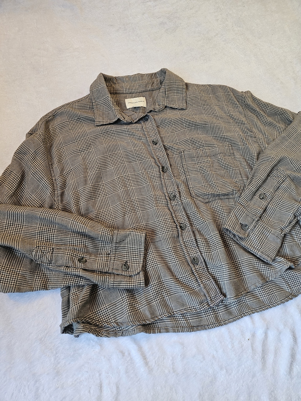 American Eagle Plaid Button-Front Shirt